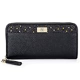 Geldbörsen für Frauen Geldtasche Geldbeutel Portemonnaie Handy Geldbörse Mit Handyfach Damen Mädchen Münzbörse Süße Clutch Lang Groß (Schwarz)