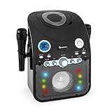 auna StarMaker Karaokemaschine Karaoke Player Anlage (Multicolor LED-Lichteffekt, Bluetooth, CD-Player, 2 x Mikrofon, USB-Port, Video-Ausgang) schw