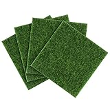 VORCOOL 4 Pcs Künstliche Rasen Gras Miniatur Garten Verzierung Kunstrasen 15x15 cm Simulation Gras Rasen DIY Puppenhaus Garten Ornament (Grün)