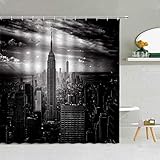 JEIBGW DuschvorhangStadt Architektur Landschaft Duschvorhang New York City Center Empire State Building Landschaft Badezimmer Dekor wasserdichte Vorhäng