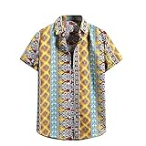 Herren Hawaii Hemden Sommer Cool Casual Blumenhemd T-Shirt Kurzarm Top Slim Fit S