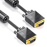 deleyCON 0,5m VGA Kabel 15pol - S-VGA Monitorkabel D-Sub-Stecker 1080p Full HD geschirmt Knickschutz 2 Ferritfilter vergoldete Kontakte - Schw