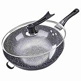 CYTT123 Frittierpfanne, Bratpfanne, Pfanne, Steinpfanne, Frittierpfanne, Steinpfanne mit Deckel, All-in-One-Druckguss 32cm A1