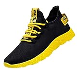 Herren Schuhe Dämpfung Low Top Laufschuhe Trail Running Schuhe Freizeit ausgefallene Outdoorschuhe Leichtgewichts Atmungsaktiv Straßenlaufschuhe Mode Fitness Sneaker (Gelb, 41)