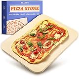 Praknu Pizzastein Rechteckig für Backofen und Grill - 38x30 cm - Für knusprigen Boden - Steinplatte aus C