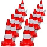 Atlojoys Verkehrskegel 10 STK. Reflektierend, Markierungshütchen, Verkehrshütchen, Warnkegel, Schnürbeutel, Rot und Weiß 50