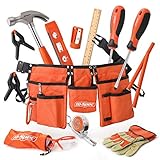 Hi-Spec Kinderwerkzeug. Echtes Werkzeug in Kindergröße Hammer, Schraubenzieher, Schutzbrille, Handschuhe in einem Orangen Werkzeuggü
