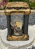Grablampe Handmade NEU Rose-Motiv Grablicht Grabkerze Grabdekoration Grabschmuck Gartenlampe incl.Grabk