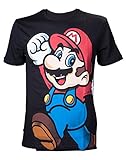 Nintendo Herren T-Shirt Super Mario Mehrfarbig (Schwarz)- X-S