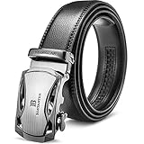 BOSTANTEN Ledergürtel Herren/Junge Schnalle Büffel Leder Gürtel Automatik Jeans Belt Schwarz, Länge 130CM.Geeignet für 41-44 Taille., 1-schw