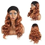 SuRose Lang Gewellt Locken, Damen Perücke Braun Damenperücke für Frauen Täglich Damen Wigs Karamellbraun Mädchen Cosplay Anime Kostüm, 25