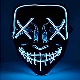 TK Gruppe Timo Klingler LED Grusel Maske blau - wie aus Purge für Halloween, Fasching & Karneval als Kostüm für Herren & Damen (blau)