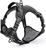 rabbitgoo Hundegeschirr für mittlere Hunde Anti Zug Geschirr, No Pull verstellbares Brustgeschirr, weiches reflektierend Dog Harness mit Griff Schwarz L