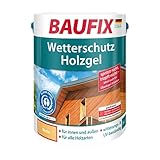 BAUFIX Wetterschutz-Holzgel, Holzlasur lärche, 5 Liter, tropfgehemmte Holzschutzlasur für innen und außen, atmungsaktiv, für alle Holzarten, UV-beständig, witterungsbeständig