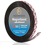 Meisterwerk Magnetband selbstklebend | Bester Halt durch stärksten 3M-Kleber | Magnetband mit idealer Magnetkraft durch Anisotropic Material | Elastische Magnetstreifen (3m * 15mm * 2mm)