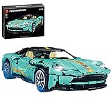 WWEI Technik Bausteine Sportwagen, Blau Speed Champions Rennwagen Bausatz, 2008 Teile Technik Klemmbausteine Auto Kompatibel mit Lego Aston Martin DB11