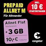 congstar Prepaid Allnet M Paket [SIM, Micro-SIM und Nano-SIM] – Das Prepaid-Paket für Allrounder in guter D-Netz-Q