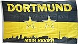 Flaggenfritze Fahne/Flagge FanFlagge Dortmund Mein Revier Sterne - 150 x 250 cm + gratis Sticker, XXL-F