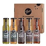 Gepp’s Feinkost Bestseller Saucen Set I Probierset mit Grill- und BBQ Saucen, hergestellt nach eigener Rezeptur I Passend zu Fleisch, Fisch, Gemüse, Kartoffeln und Salat I 5 x 250 ml (A0017)