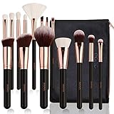 Amazon Brand - Eono Pinselset Makeup Make Up Pinsel 15 Stücke Schminkpinsel für Schminke Champagner Kosmetik Pinsel Set Concealer Eyeliner Foundation Lidschatten Schmink Pinselsets Schw