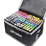 Graffiti Stift Marker Stifte Colourful Markers with 168 Graffiti Pens Permanent Marker Kunstmarker professioneller Kunststift Dual Tips - Graffiti Stifte Coarse Bunte Marker for Drafts and C