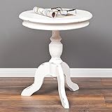 LEBENSwohnART Beistelltisch TIGA D50cm weiß Landhaus Shabby Chic Couchtisch T