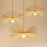 Vintage Bambus Gewebte Hängelampe Land Bambus Gewebte Lampe Handgewebte Pendellampe E27 Naturbambus Esszimmer Wohnzimmer Korridor Dekorative Beleuchtung Deckenleuchte,45