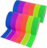 fluorescent tape - 12 Rollen Fluoreszierendes Stoffband UV Schwarzlicht Reaktives Klebeband, Bunte Klebebänder Gaffer Tape Neonbänder 1,5 * 500 cm/0,6 * 197 Zoll jede R