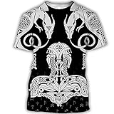 Fantastische Viking Winter Fashion Hoodies, 3D All Over Printed Odin Wolf Rune Tree of Life Unisex Hoodie Streetwear Lässiger Kapuzenpullover Trainingsanzug,T Shirt,M
