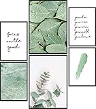 Papierschmiede® Mood-Poster Set Eukalyptus light | Bilder als Wanddeko | Wohnzimmer & Schlafzimmer | 2x DIN A4 und 4x DIN A5 | Zweige Grün Blätter Liebe - ohne R