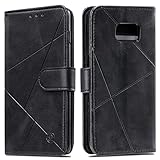 nancencen Kompatibel mit Samsung Galaxy S7 / SM-G930 (5,1') Handyhülle, Elegante Modisch Schutzhülle mit [Kartenfach] Premium Dünne Lederhülle, Magnetisch Folio Flip Case Tasche - Schw