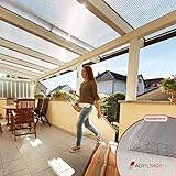 Acrylshop24 Terrassendach Terrassenüberdachung Carport Komplettset Polycarbonat 16mm X-Struktur Stegplatten farblos 16mm Stegplatten Tiefe:2500mm|Breite:5110mm - Mehrere Maße verfügb