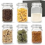 KIVY® Einmachgläser mit Bügelverschluss Set [6 x 1500ml] - Hochwertige Drahtbügelgläser für die Aufbewahrung - Vorratsgläser eckig - Einmachglas 1,5l - Vorratsglas mit Deckel - Bügelg