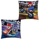 Super Mario Kart Kissen 40 cm x 40 cm Kugelwilli Donkey Kong Rakete Stern Luigi Peach Bowser Yoshi Panzer Kopfkissen Dekokissen Schmusekissen Zierkissen Kuschelkissen Polster passend zur Bettw