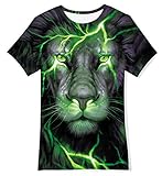 TUONROAD Jungen Mädchen Kurzarm T-Shirt Kinder 3D Bunte Löwe Drache Lustiges T-Shirt 10-12 J