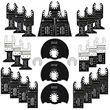 CJBIN Multitool Sägeblätter, 28 tlg Multimaster Sägeblatt, Multifunktionswerkzeug Zubehör, Multitool Sägeblätter aus Holz/Metall/Kunststoff, Zahnbreite 35mm, 45mm, 65mm,Schw