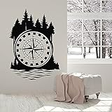 Vinyl Wandtattoo Abenteuer Wald Wind Rose Kompass Aufkleber Wandbild Wandaufkleber Innendekoration andere Farbe 42x60