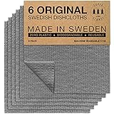 Superscandi Schweden-Geschirrtücher, (6 Stück Grau) Umweltfreundlich, Wiederverwendbar, N