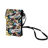 Kleine Umhängetasche Planetarische Alien-Rakete Damen Handy Tasche Mini Schultertasche für Handy Handytasche Geldbörse für Mädchen Frauen 19x12x2