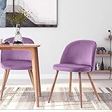 2 Set Esszimmerstühle Vintager Retro Stuhl Sessel Polstersessel Polsterstuhl Samt Lounge Sessel Clubsessel Fernsehsessel (li'la)