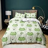 Heim Bettbezug-Set Süßer Kleiner Frosch 3D Bedrucktes Bettlakenset Betten Set Für Jugendliche Kinder Schlafzimmer Dekor,Bett-Garnitur Set 3 Teilig Bett-Bezug,Bettbezug 220X240