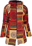 GURU SHOP Goa Patchwork Kurzmantel, Hippie Jacke - Rostorange, Baumwolle, Size:L (42), Boho Jacken, Westen Alternative Bekleidung