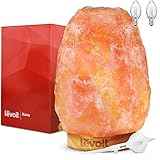 Levoit Kana Salz Lampe Salzlampe Salzkristalllampe Salzleuchte Nachtlicht mit Dimmschalter 2-3kg, Holzsockel weiße Kabel, 3 zusätzliche Glühbirnen (15 Watt)