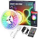 Led Strip 6M Alexa, Popotan Smart RGB WiFi LED Streifen, Farbwechsel LED Band mit IR Fernbedienungl, Musik Sync, funktioniert mit Alexa und Google Assistant [Energieklasse A]