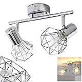 Deckenleuchte Orebro, Deckenlampe aus Metall in Chrom, 2-flammig, mit verstellbaren Strahlern, 2 x E14-Fassung max. 40 Watt, moderner Spot mit Gittern, LED Leuchtmittel geeig