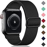 Oielai Solo Loop Armband Kompatibel mit Apple Watch Armband 45mm 44mm 42mm 41mm 40mm 38mm, Verstellbares Nylon Sport Ersatz Armband für iWatch SE Series 7/6/5/4/3/2/1, 38mm/40mm/41mm, Schw