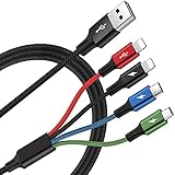 Minlu einziehbares Multi 3.0 A Schnellladekabel, mehrere Ladekabel, 1,2 m, 3 in 1 USB-Ladekabel mit Handy/Typ C/Micro-USB-Anschluss für Handy/Galaxy S9/S8/S7/Hawei und mehr, 10 Feet, b