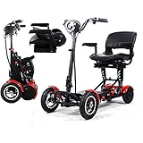 Caiyuankai Folding Mobilität Rollstuhl Scooter, Elektro-Mobile-Rollstühle bewegliches leichtes Compact 4-Rad-Motor Handicap-Roller mit Sitz für Erwachsene Senioren Menschen mit Behinderung