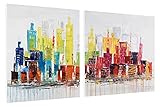 KunstLoft® Acryl Gemälde 'City of Lights' 120x60cm | original handgemalte Leinwand Bilder XXL | Skyline Bunt Modern Bunt | Wandbild Acrylbild Moderne Kunst mehrteilig mit R