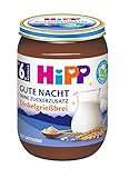 Hipp Milchbreie im Glas - Gute Nacht - ohne Zuckerzusatz, Dinkelgrießbrei, 6er Pack (6 x 190 g)